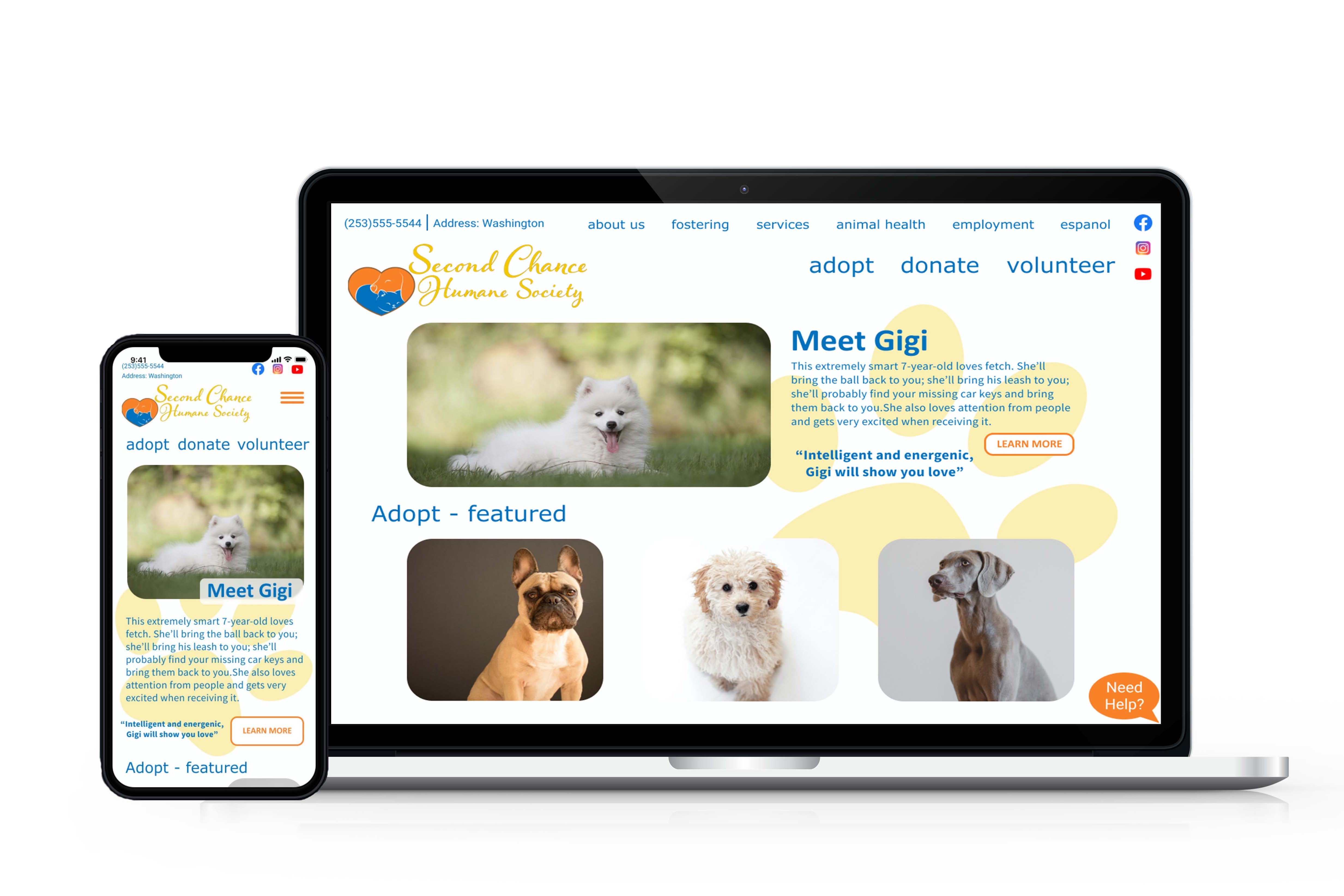 Second Chance Humane Society Mockup Website