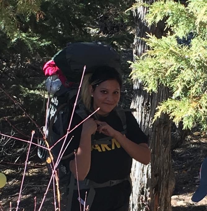 Rochell Hatfield backpacking outdoors