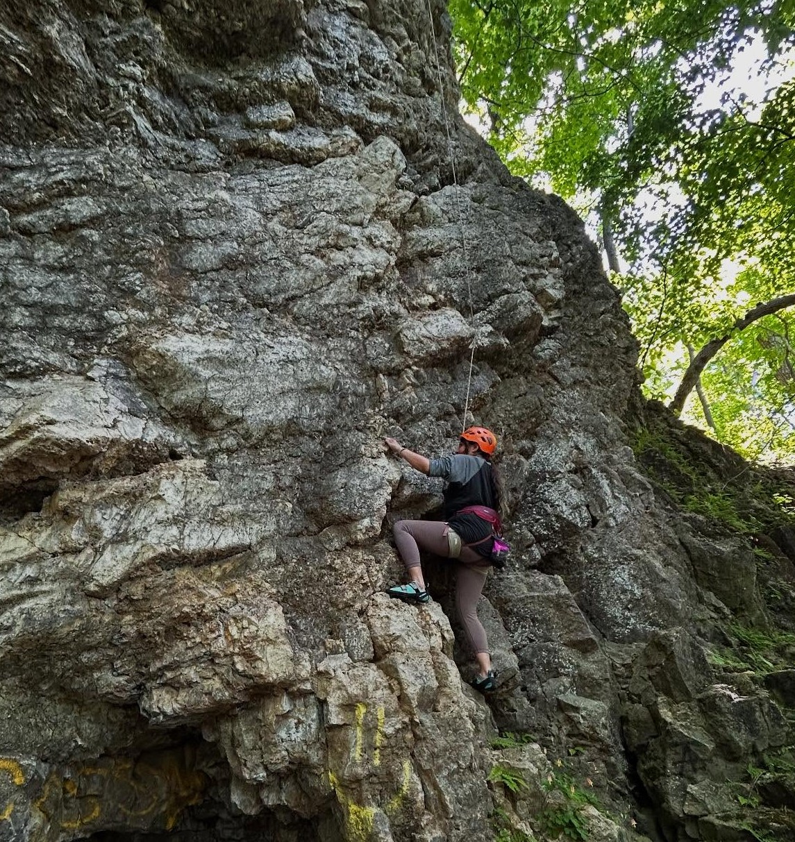 Rochell Hatfield rock climbing outdoors
